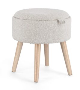 Stołek z tacką Zoya jasnoszary Ø39cm MDF drewno jesionowe PET Bizzotto