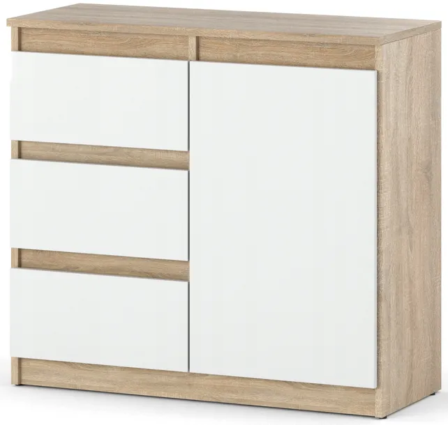 Komoda 80 cm Aga sonoma biała matowa z szufladami nowoczesna do salonu