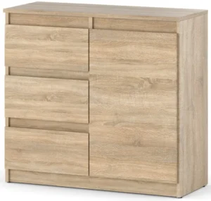 Komoda 80 cm Aga sonoma matowa z szufladami pojemna nowoczesna do salonu
