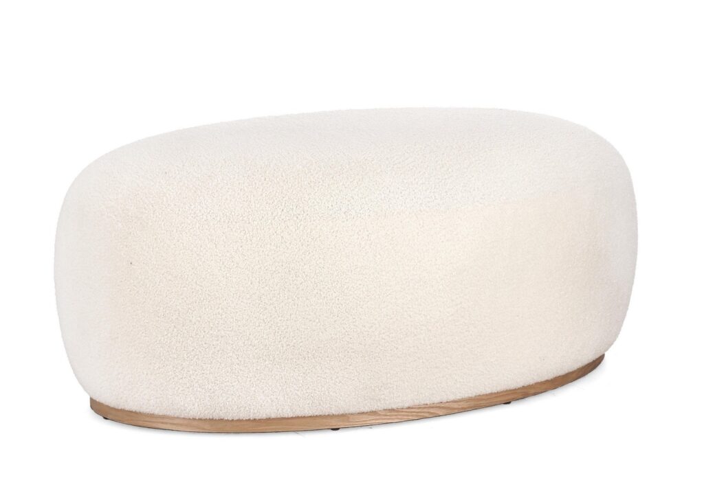 Blerina biały pouf 88x54x36cm MDF z efektem wełny PET Bizzotto