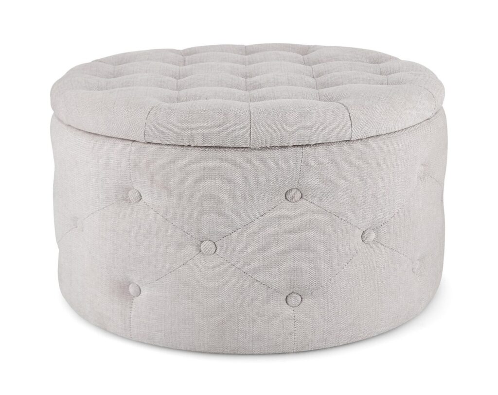 Puf Ernestine szary Ø70cm wys.40cm do butów MDF PET Bizzotto