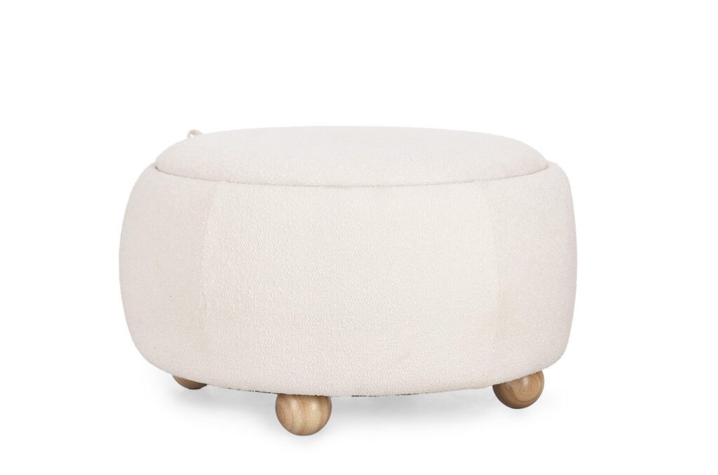 Taboret Irisha biały Ø67x38cm drewno jesion MDF PET Bizzotto