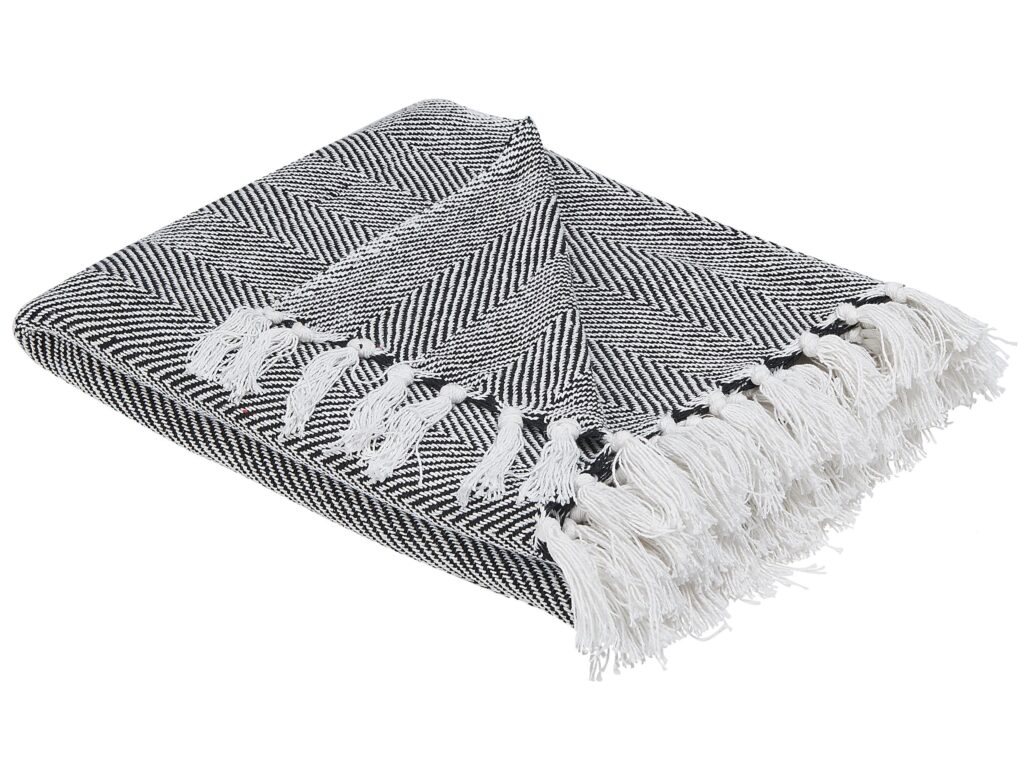 Koc TANGIER Bawełna 130 x 160 cm Czarny