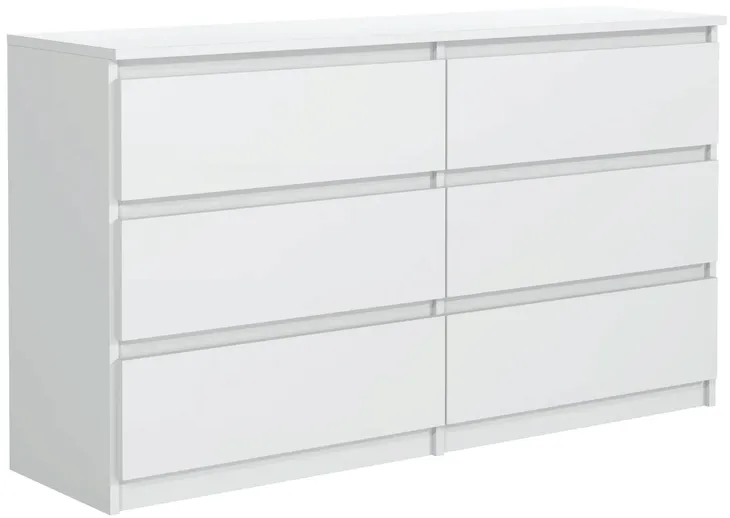 KOMODA Z SZUFLADAMI 140CM BIAŁA 6 SZUFLAD SZAFKA DO SYPIALNI DO SALONU